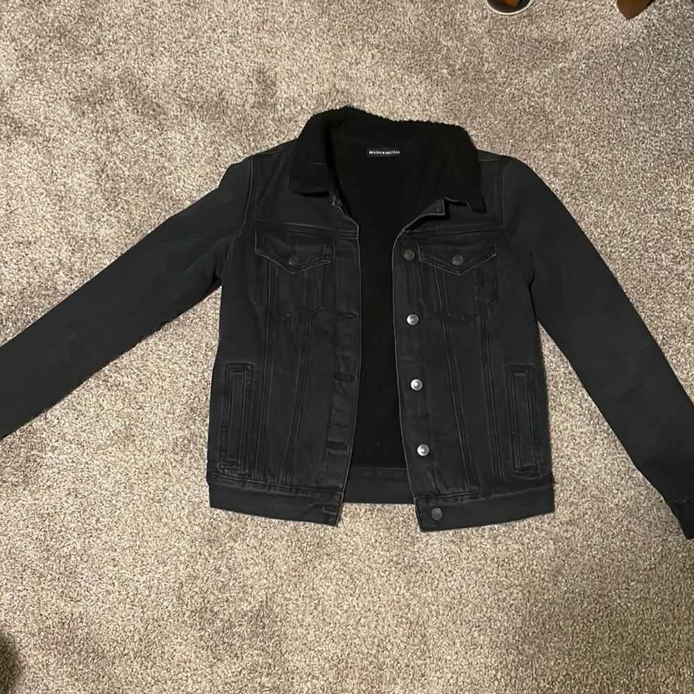 Brandy Melville Sherpa Lined Black Denim Jacket
